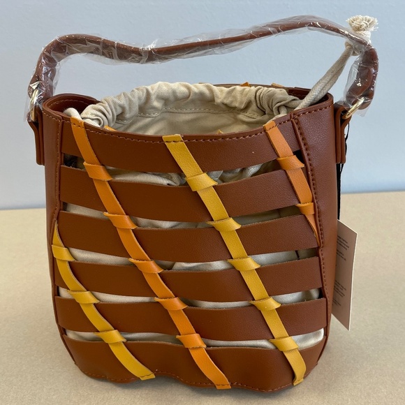 NWT Mersi Vegan Leather Kara Bucket Bag, Brown - Picture 1 of 7